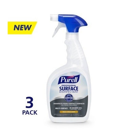 Gojo 3342-03 Purell Surface Disinfectant Capped Bottle w/ Spray Trigger 3 / 32 fl oz, 3PK 526741